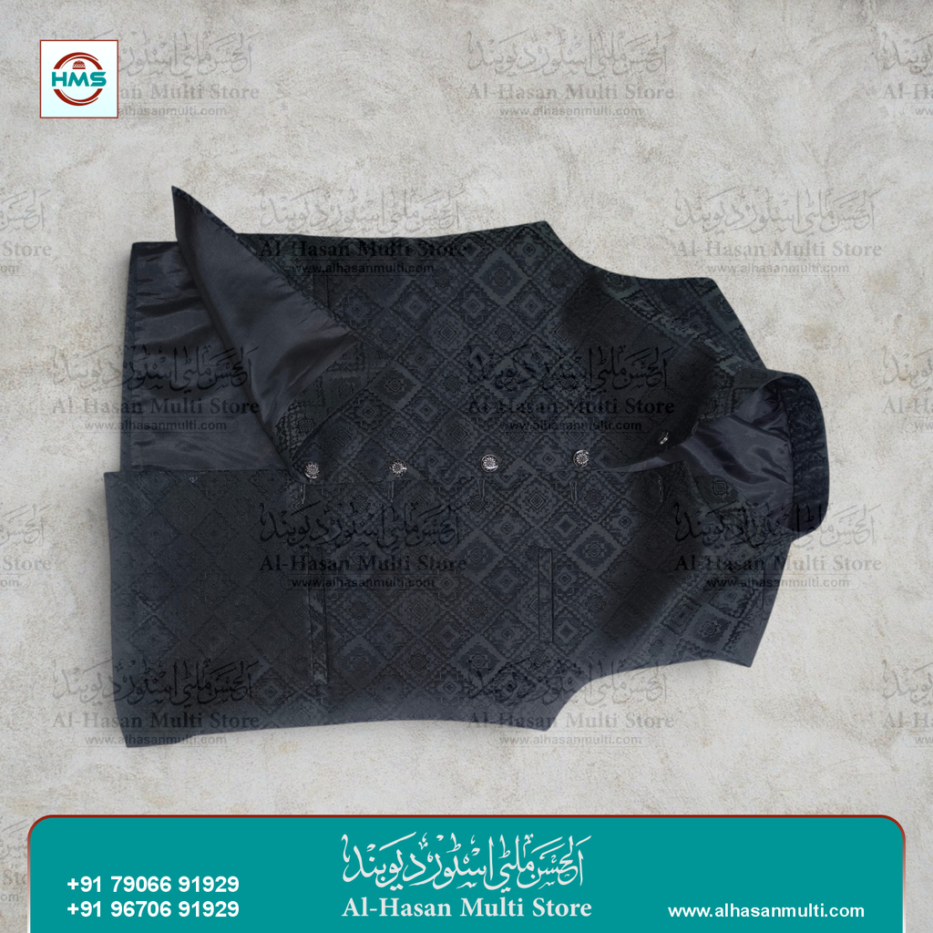 Royal Eggplant Paisley Jacquard Sadri Waistcoat for Men
