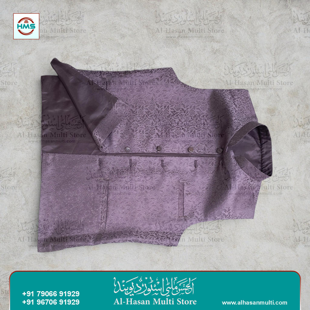 Dusty Lavender Floral Jacquard Sadri Waistcoat for Men